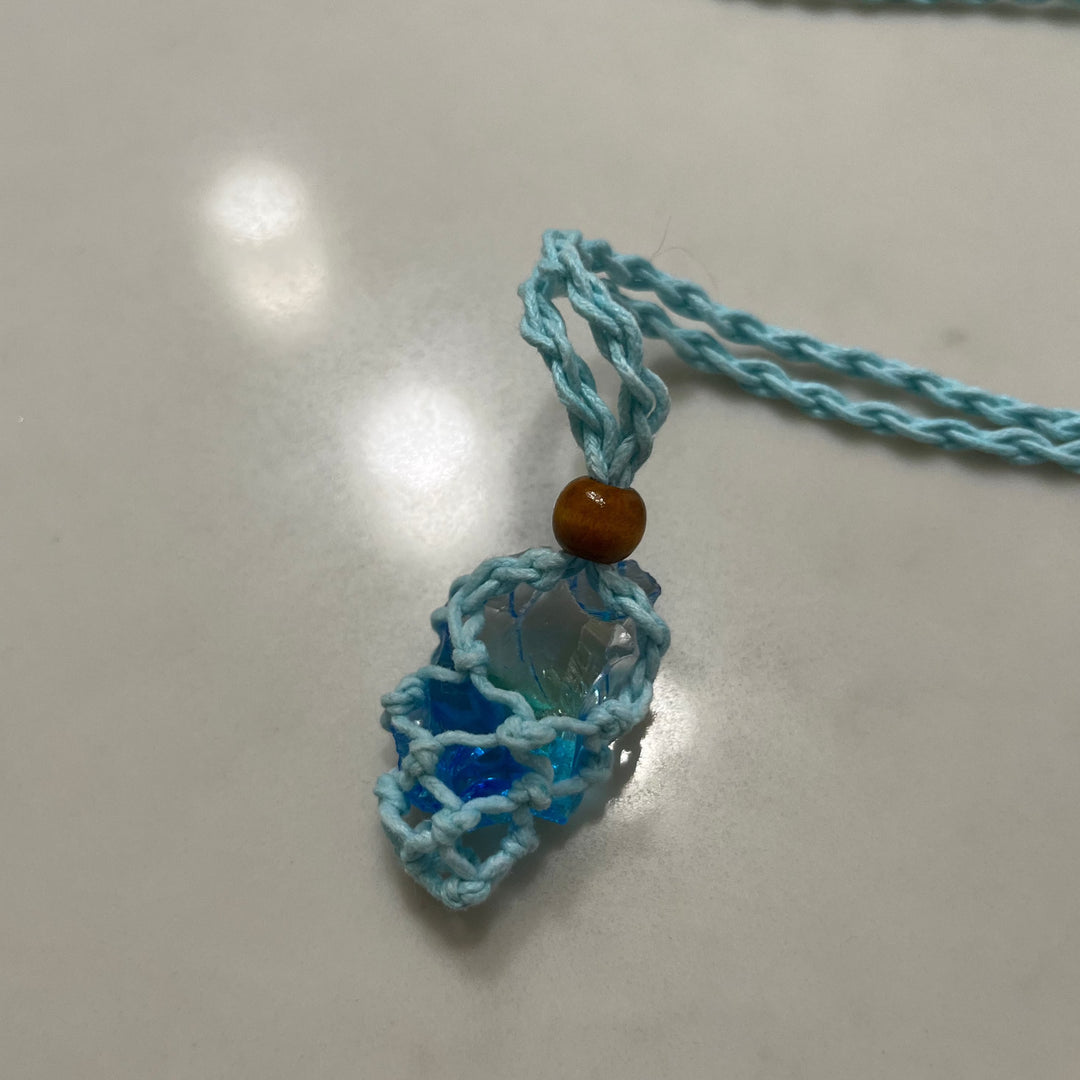 Macrame Andara Pouch -Aqua (M017)