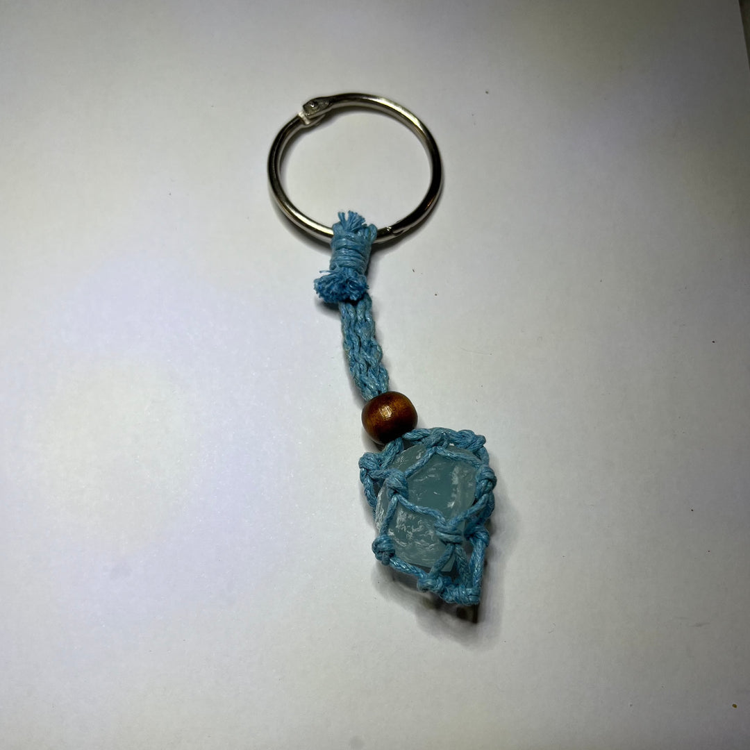 Macrame Key Ring -Aqua (M016)
