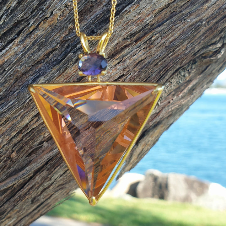 Angelic Star Pendant, Rose Gold/Purple, Gold Plated (PI255)