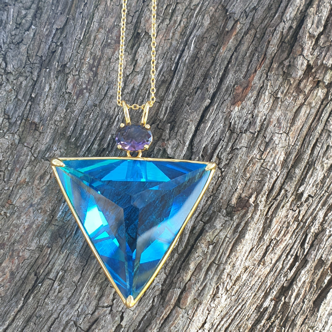 Angelic Star Pendant, Blue/Purple, Gold Plated (PI256)