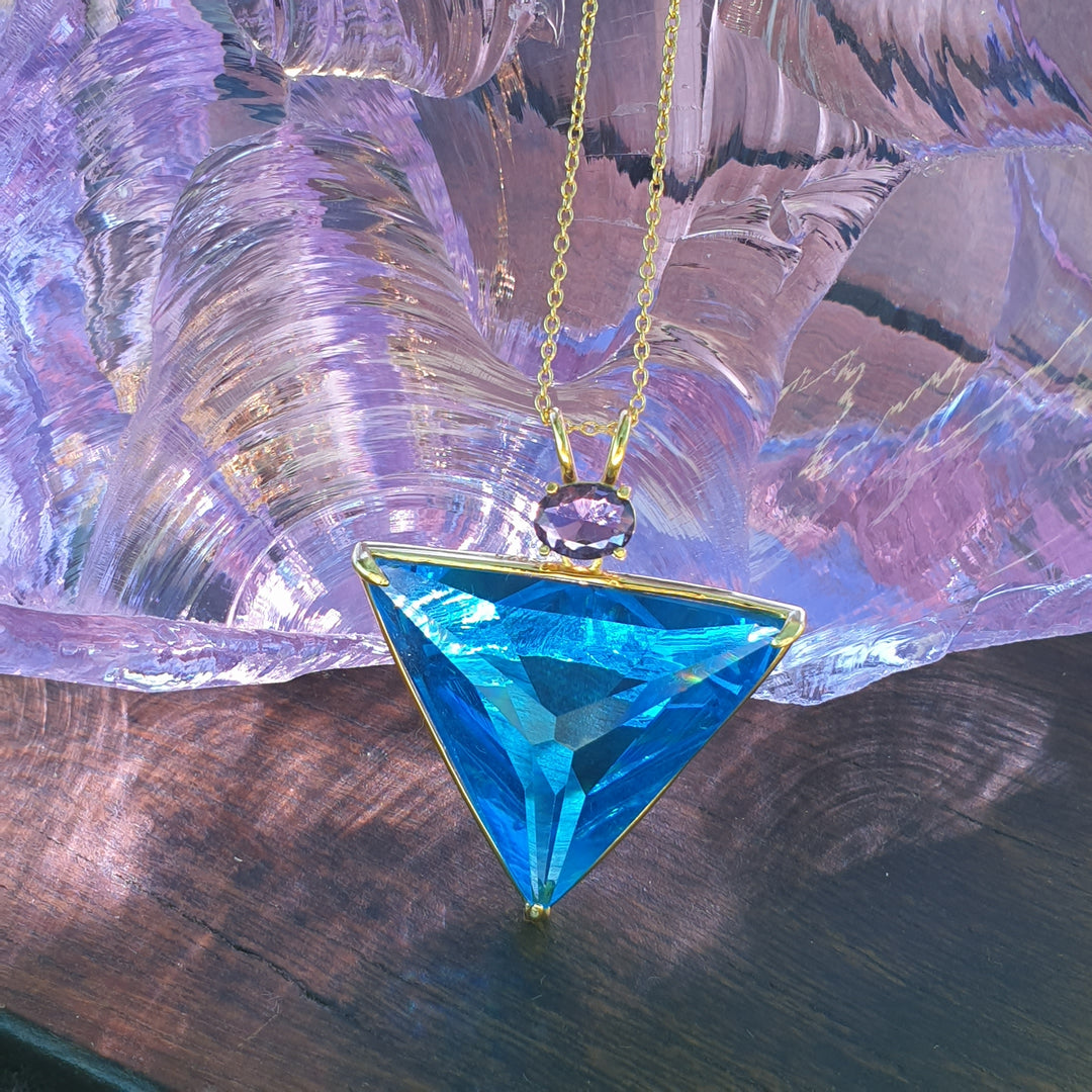 Angelic Star Pendant, Blue/Purple, Gold Plated (PI256)