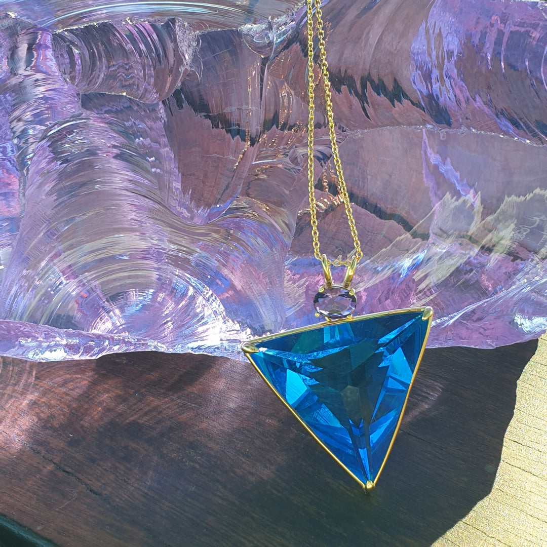 Angelic Star Pendant, Blue/Purple, Gold Plated (PI256)