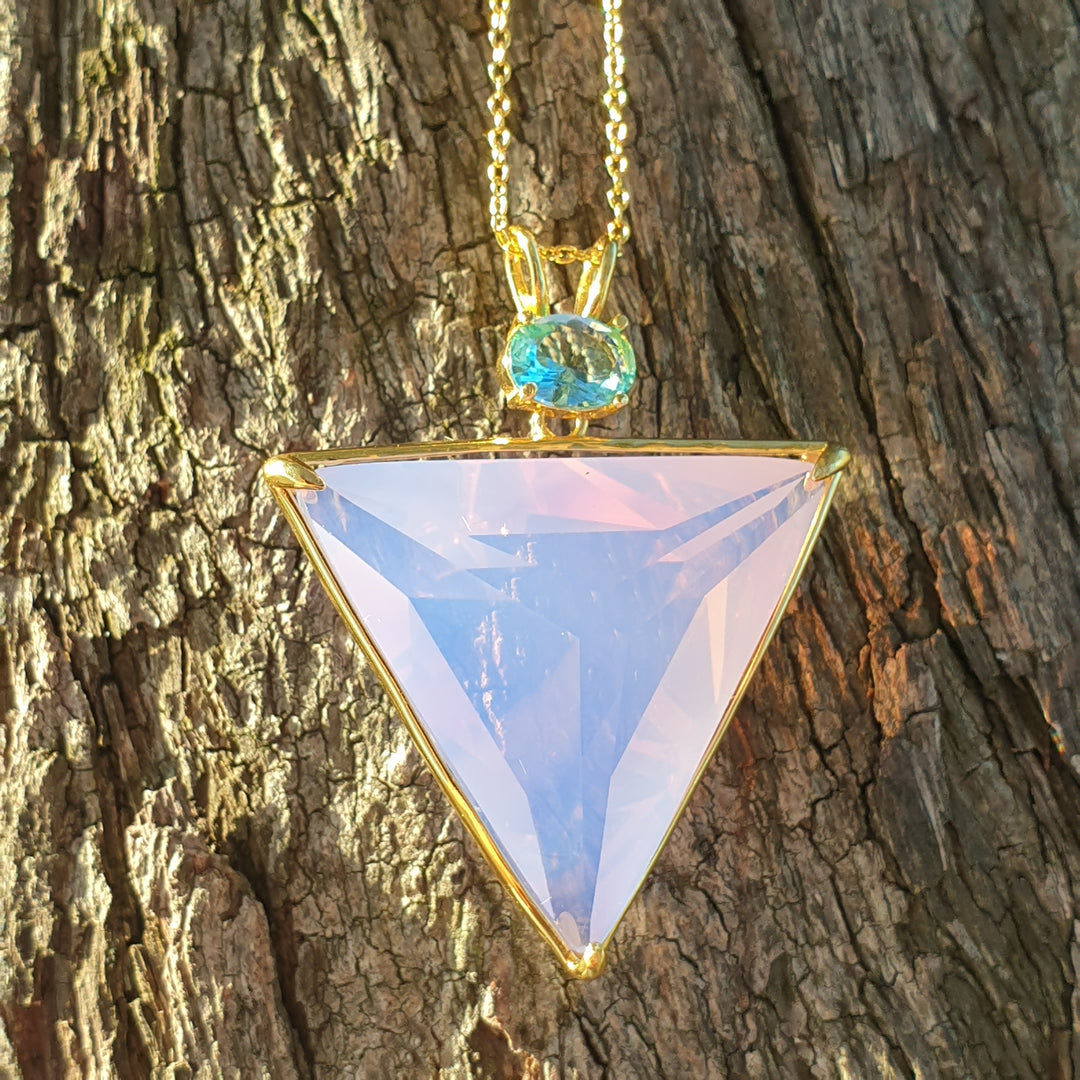 Angelic Star Pendant, Shekinah Rose/Green, Gold Plated (PI258)