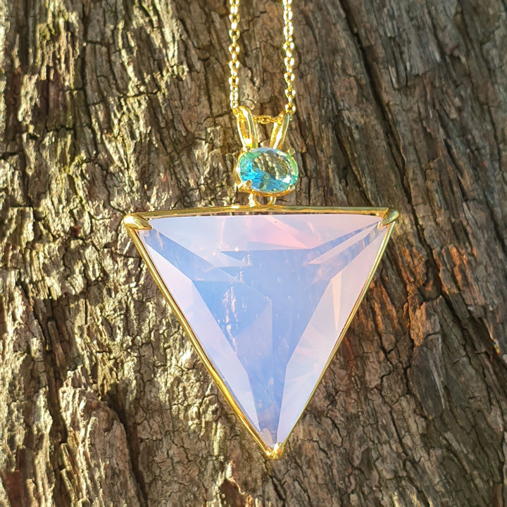 Angelic Star Pendant, Shekinah Rose/Green, Gold Plated (PI258)