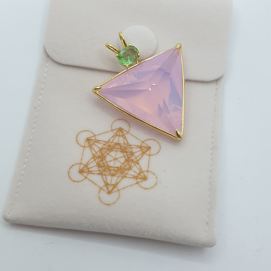 Angelic Star Pendant, Shekinah Rose/Green, Gold Plated (PI258)