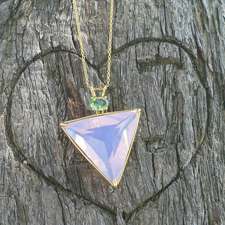Angelic Star Pendant, Shekinah Rose/Green, Gold Plated (PI258)