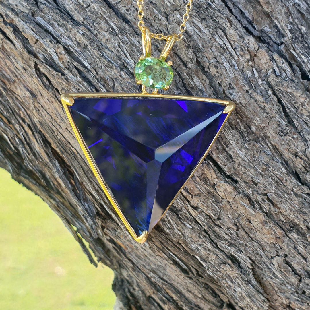 Angelic Star Pendant, Tanzanite Blue/Green, Gold Plated (PI259)