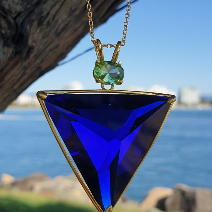 Angelic Star Pendant, Tanzanite Blue/Green, Gold Plated (PI259)
