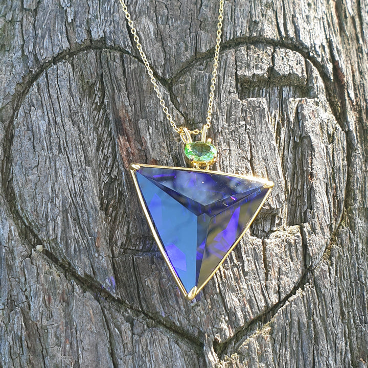 Angelic Star Pendant, Tanzanite Blue/Green, Gold Plated (PI259)
