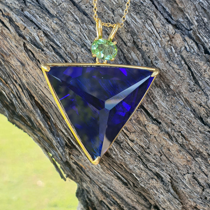 Angelic Star Pendant, Tanzanite Blue/Green, Gold Plated (PI259)