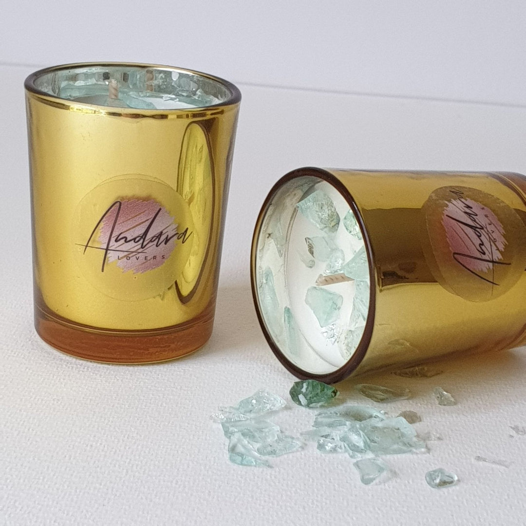 Gold Glass Votive Candle 135g - Power (C005)