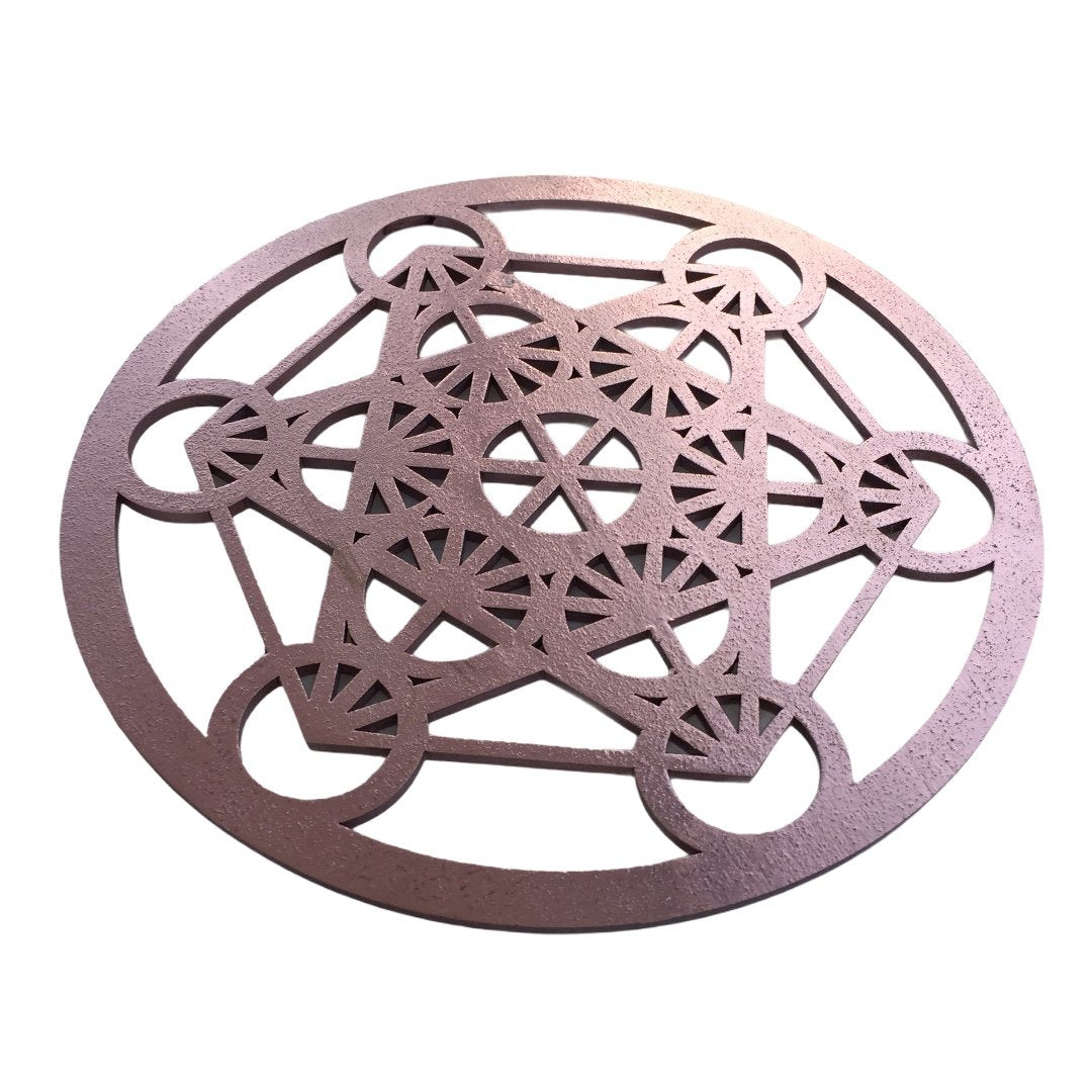 Metatron’s Cube Grid, Timber, Painted Rose Gold (SG003)