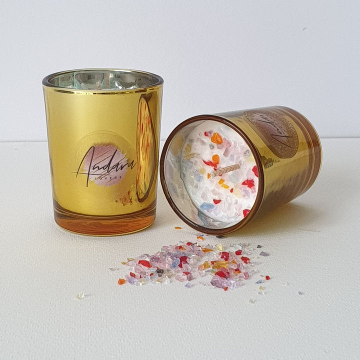 Gold Glass Votive Candle 135g - Fairies (C007)