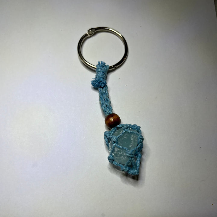 Macrame Key Ring -Aqua (M016)