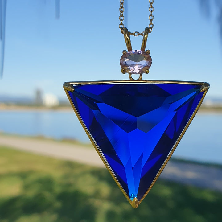 Angelic Star Pendant, Tanzanite Blue/Pink, Gold Plated (P1235)