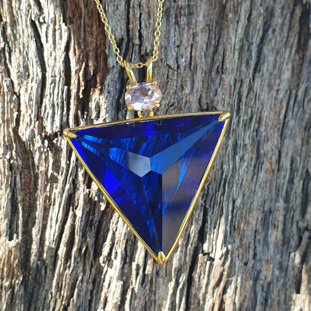 Angelic Star Pendant, Tanzanite Blue/Pink, Gold Plated (P1235)