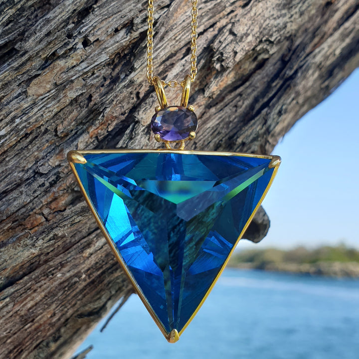 Angelic Star Pendant, Blue/Purple, Gold Plated (PI256)