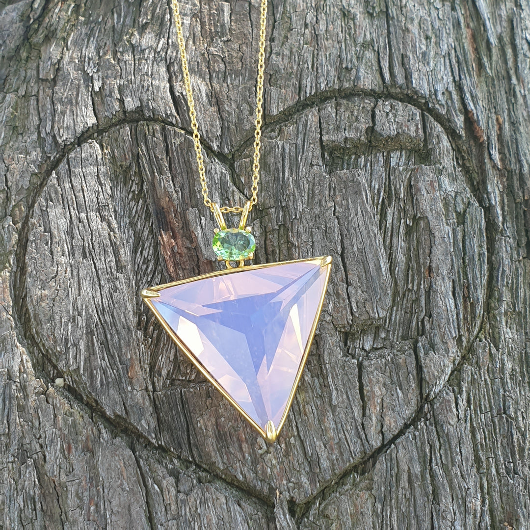 Angelic Star Pendant, Shekinah Rose/Green, Gold Plated (PI258)