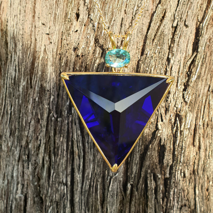 Angelic Star Pendant, Tanzanite Blue/Aqua , Gold Plated (PI264)