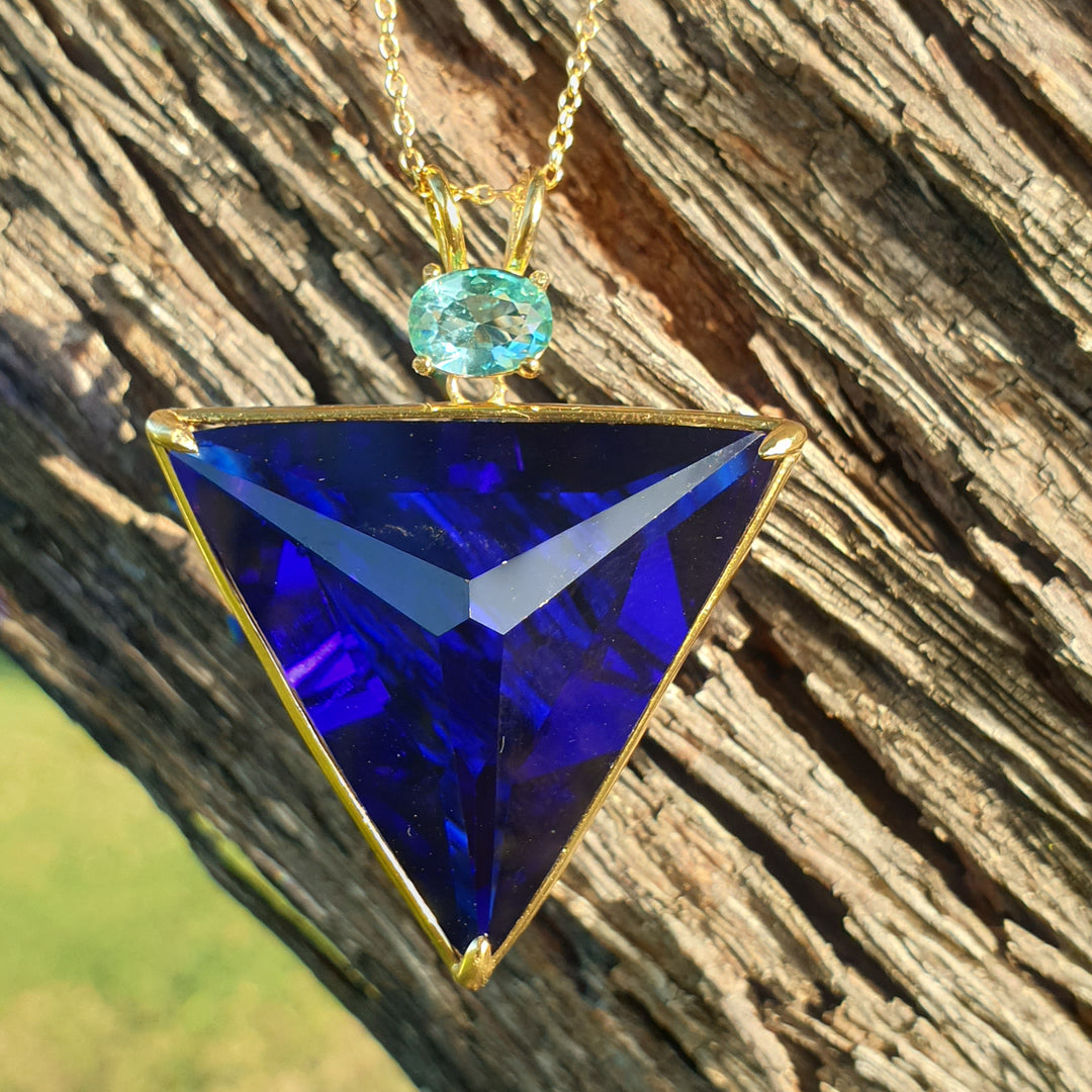 Angelic Star Pendant, Tanzanite Blue/Aqua , Gold Plated (PI264)