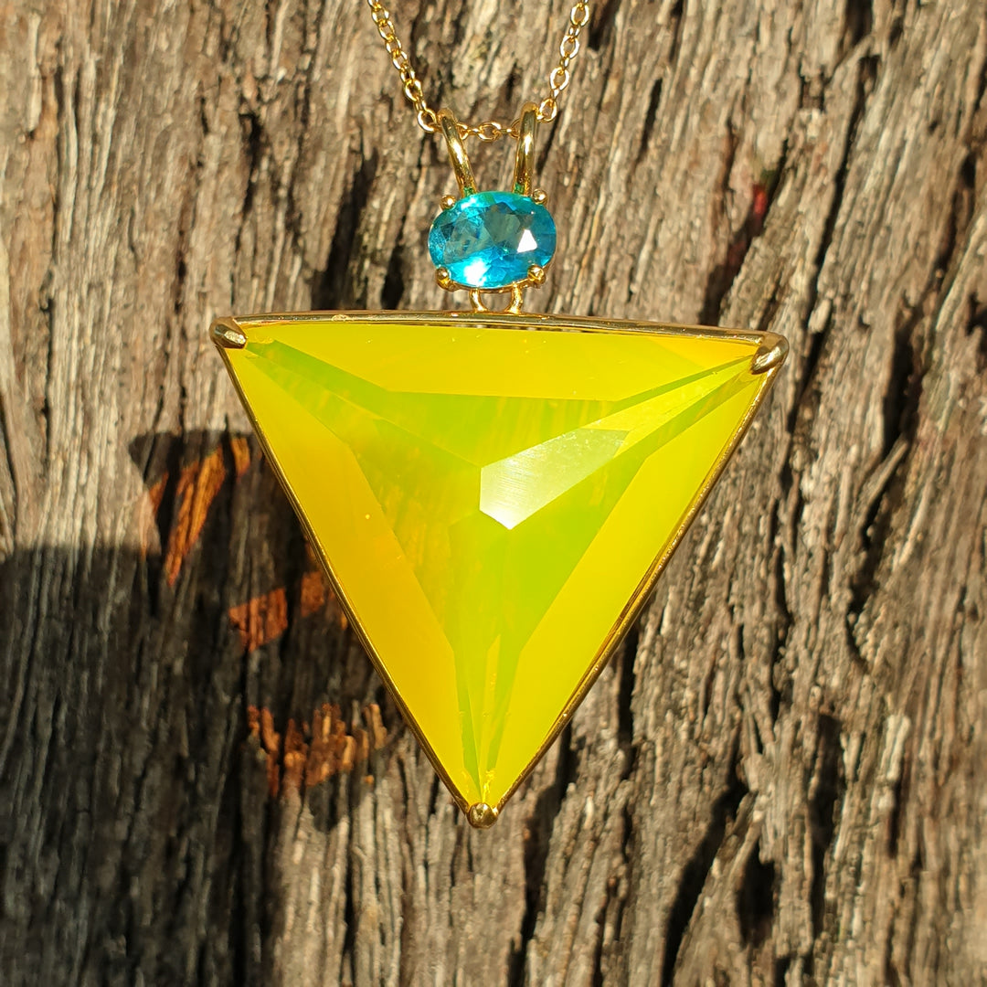 Angelic Star Pendant, Electric Yellow/Aqua, Gold Plated (PI263)