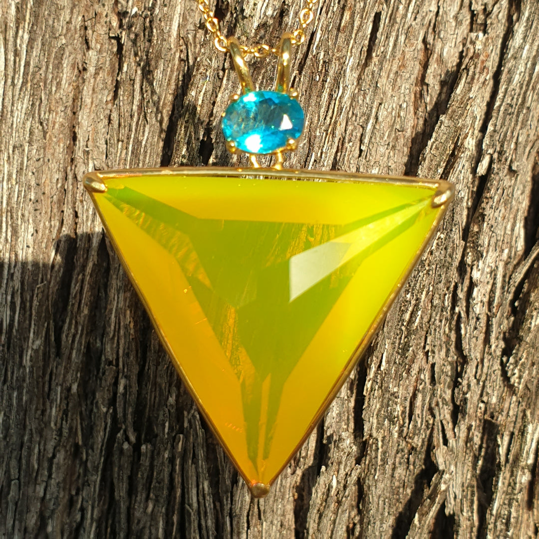 Angelic Star Pendant, Electric Yellow/Aqua, Gold Plated (PI263)