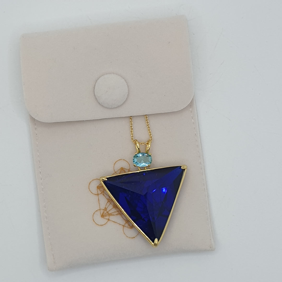 Angelic Star Pendant, Tanzanite Blue/Aqua , Gold Plated (PI264)