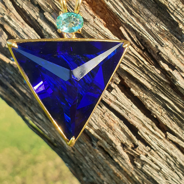 Angelic Star Pendant, Tanzanite Blue/Aqua , Gold Plated (PI264)