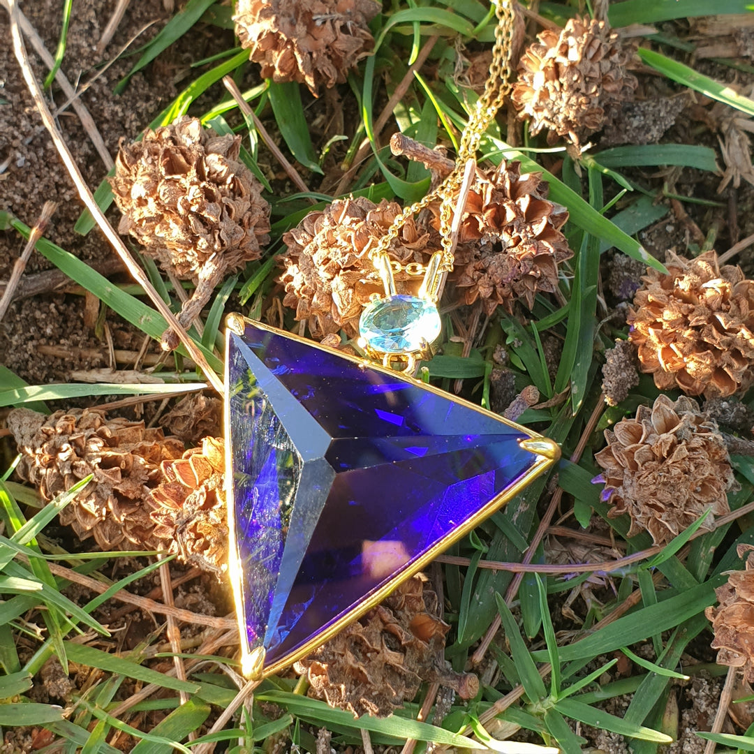Angelic Star Pendant, Tanzanite Blue/Aqua , Gold Plated (PI264)