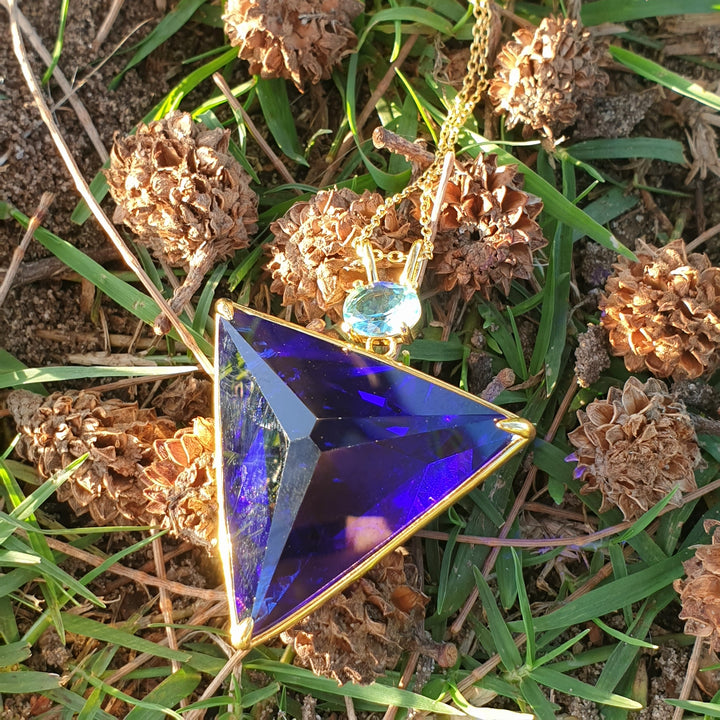 Angelic Star Pendant, Tanzanite Blue/Aqua , Gold Plated (PI264)