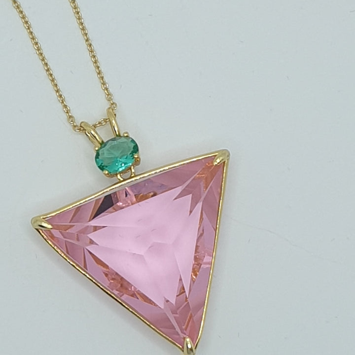 Angelic Star Pendant, Pink/Green, Gold Plated (P1220)R