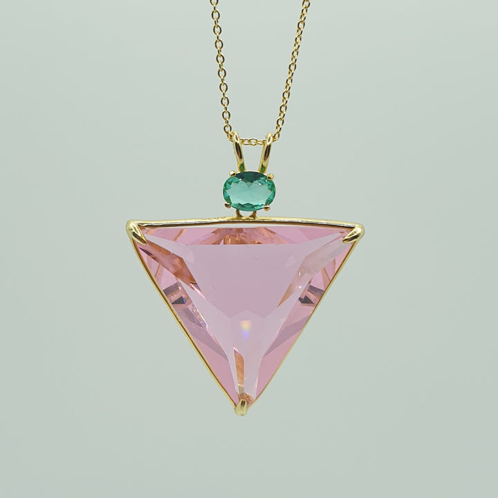 Angelic Star Pendant, Pink/Green, Gold Plated (P1220)R