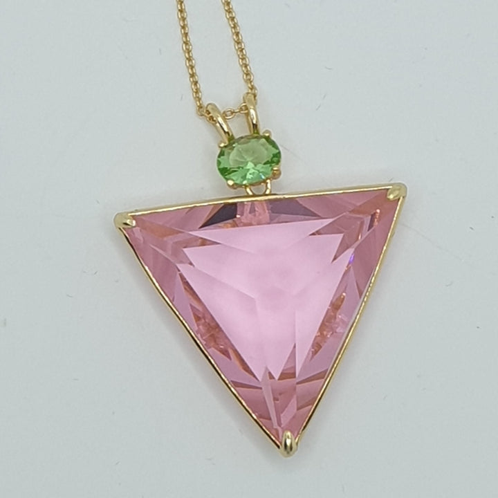 Angelic Star Pendant, Pink/Green, Gold Plated (P1218)R