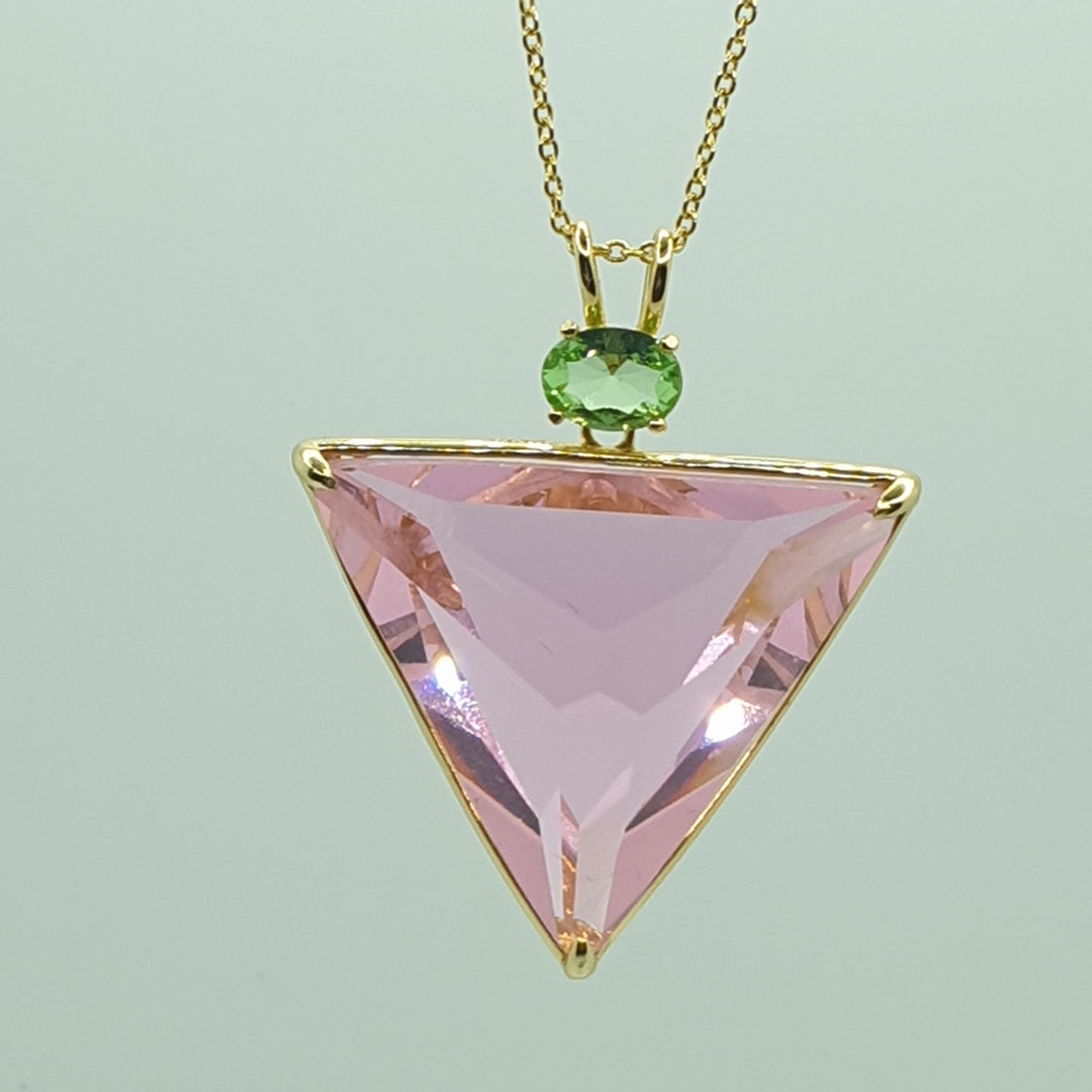 Angelic Star Pendant, Pink/Green, Gold Plated (P1218)R