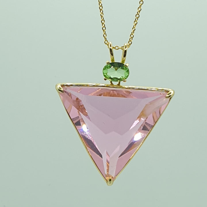 Angelic Star Pendant, Pink/Green, Gold Plated (P1218)R