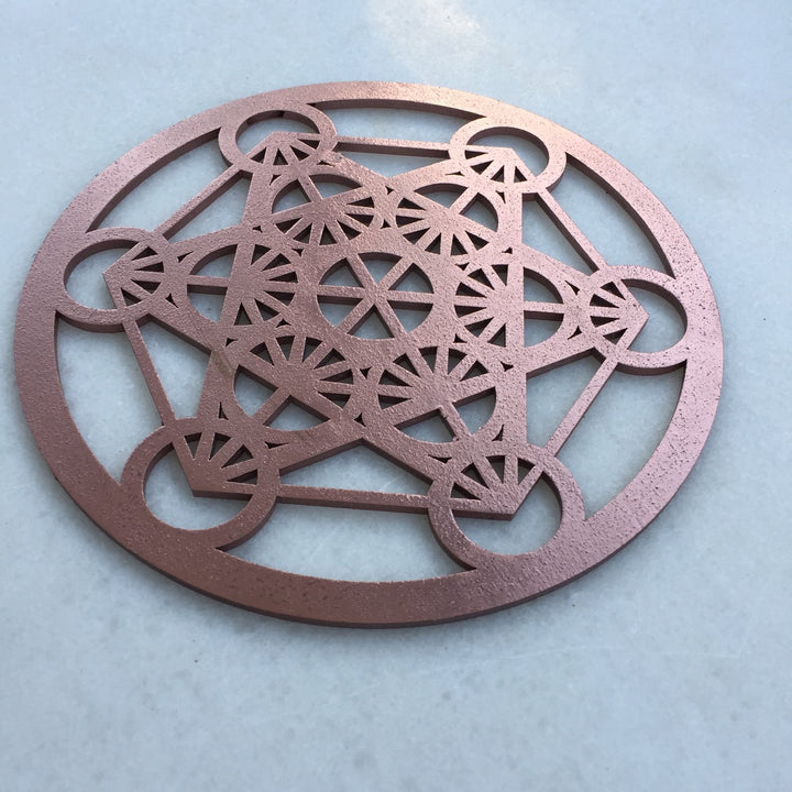 Metatronâ€™s Cube Grid, Timber, Painted Rose Gold (SG003)